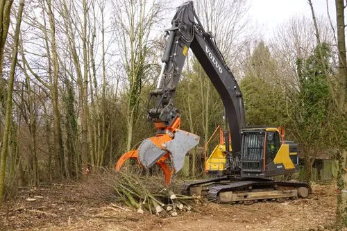 Baumfällung mit Bagger