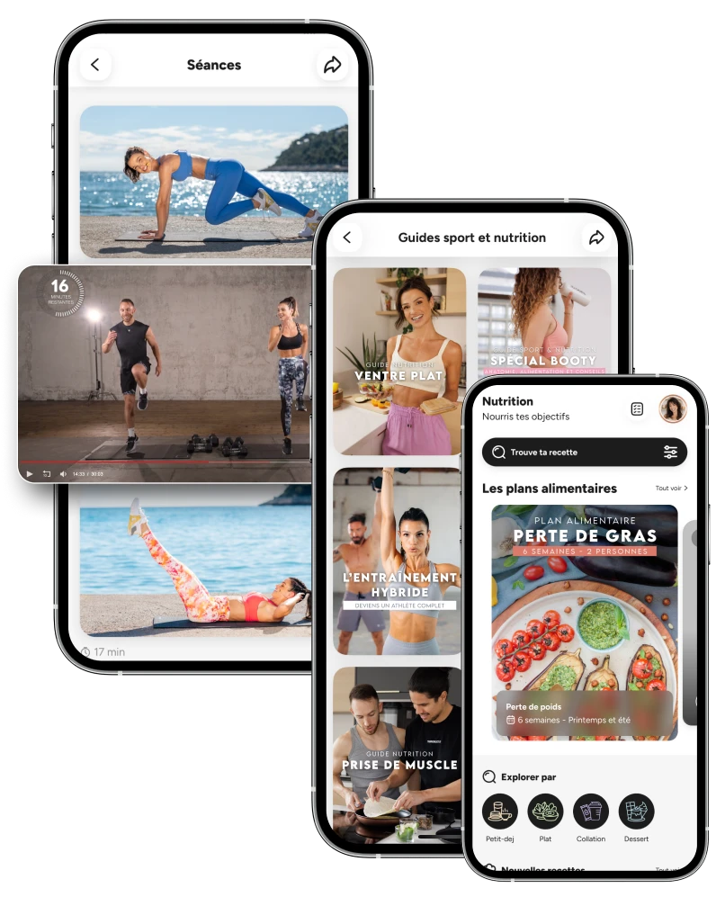 Contenus sportifs et nutritions dans l'app