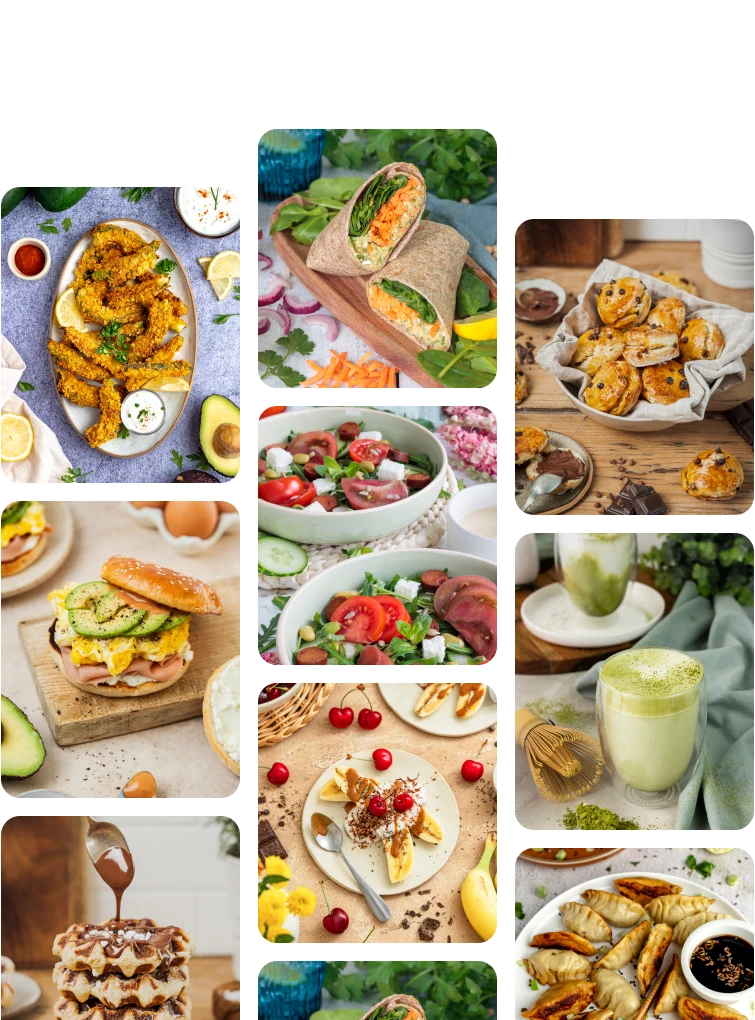 Image de recettes sportives disponibles dans l'application Trainsweateat.