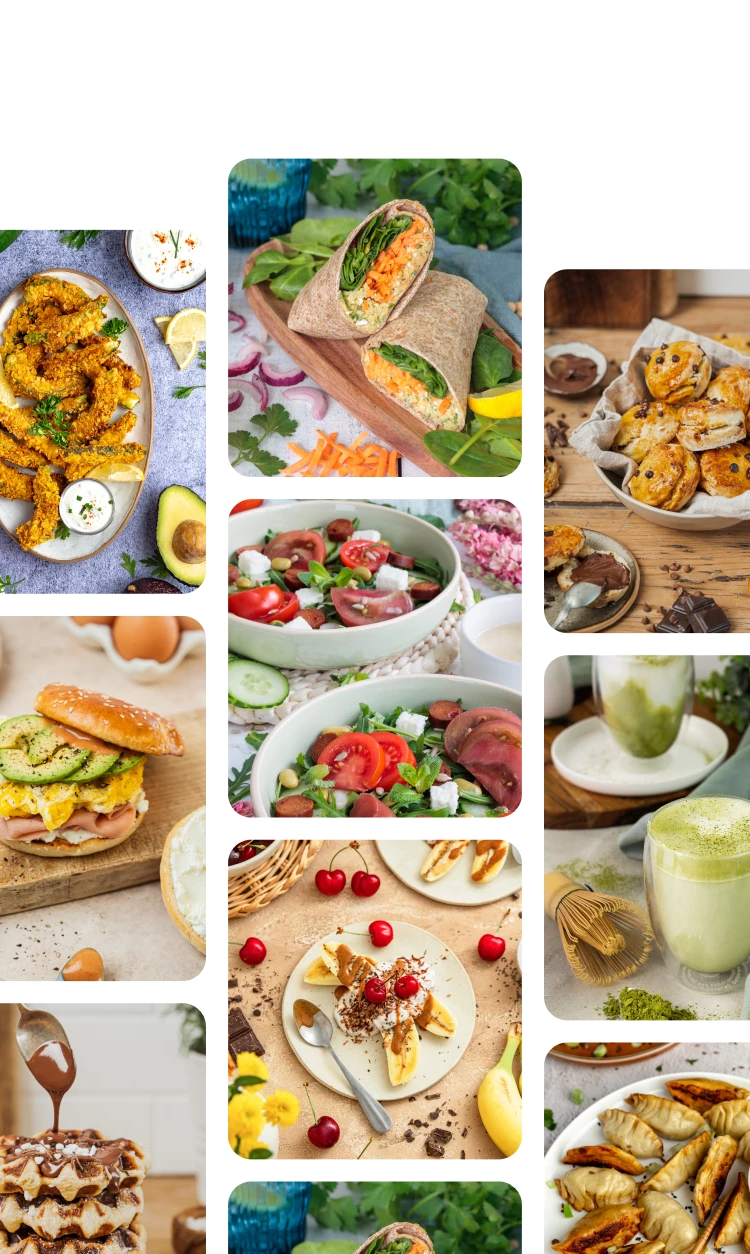 Image de recettes sportives disponibles dans l'application Trainsweateat.