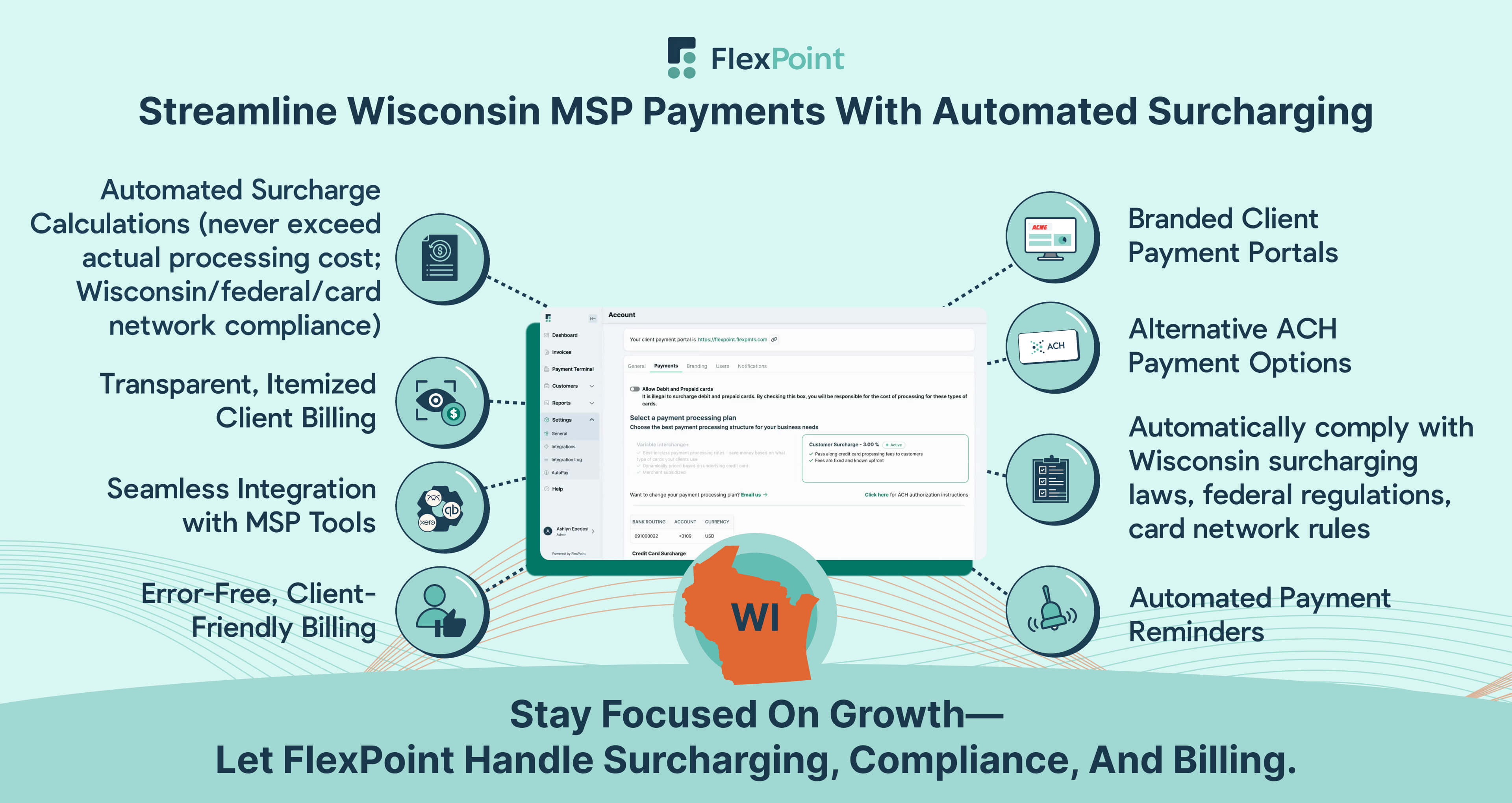 Streamline Wisconsin MSP payments with automated surcharging, compliant invoicing, and full transparency for clients