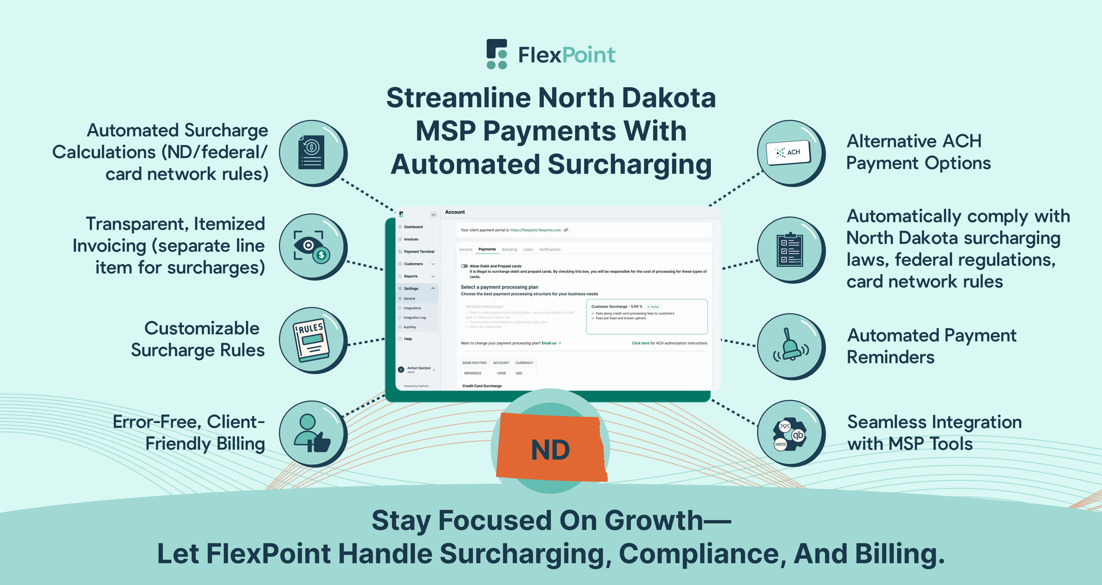 Streamline North Dakota MSP payments with automated surcharging, clear client communication, and compliant invoicing.