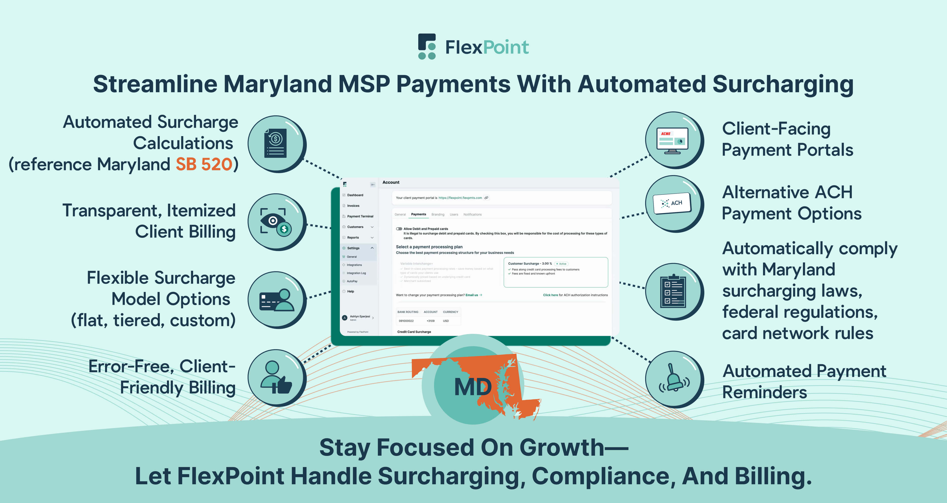 Streamline Maryland MSP payments with automated surcharging, flexible compliance options, and simplified billing processes.