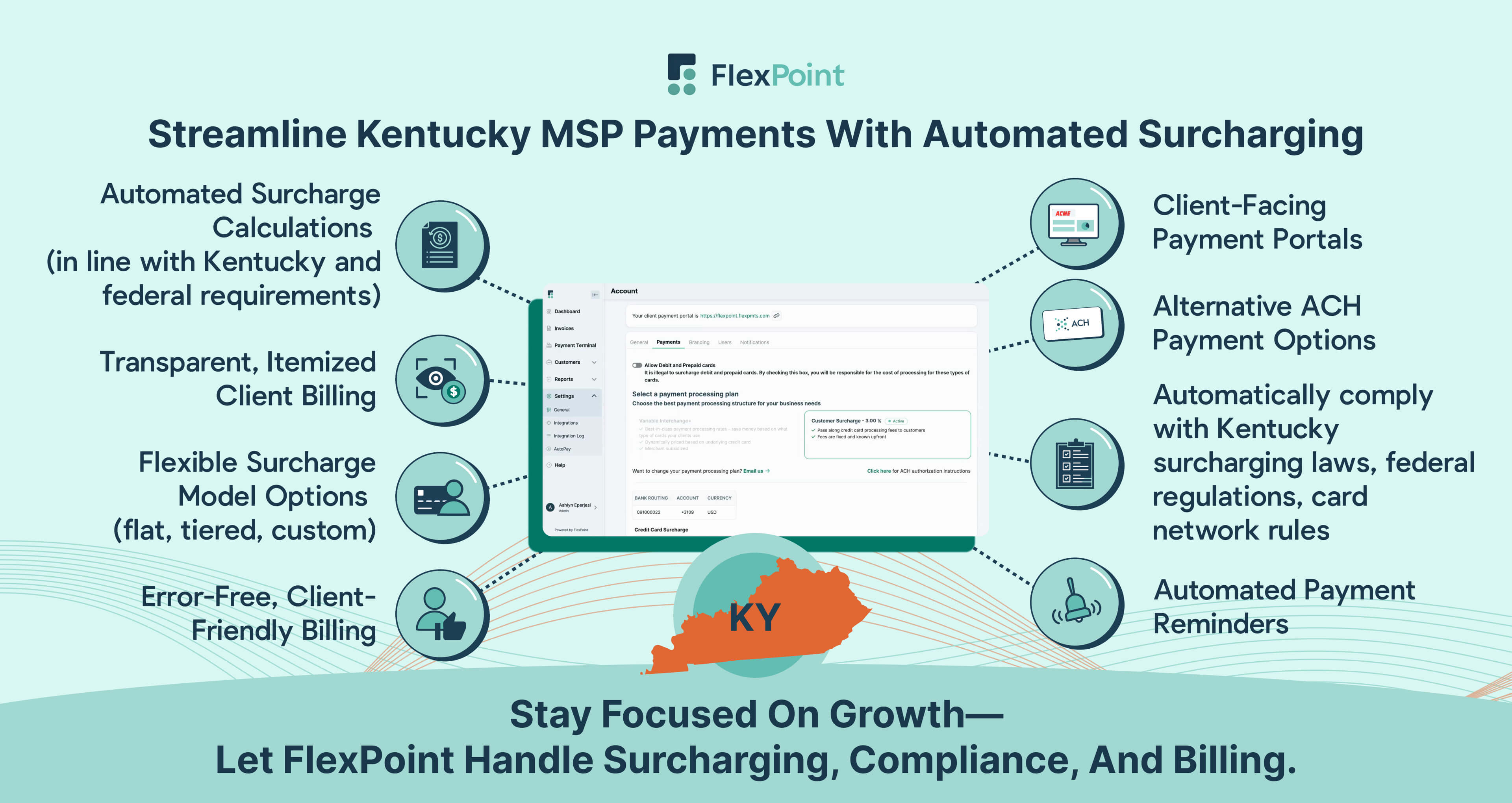 Streamline Kentucky MSP payments with automated surcharging, transparent client communication, and full compliance.