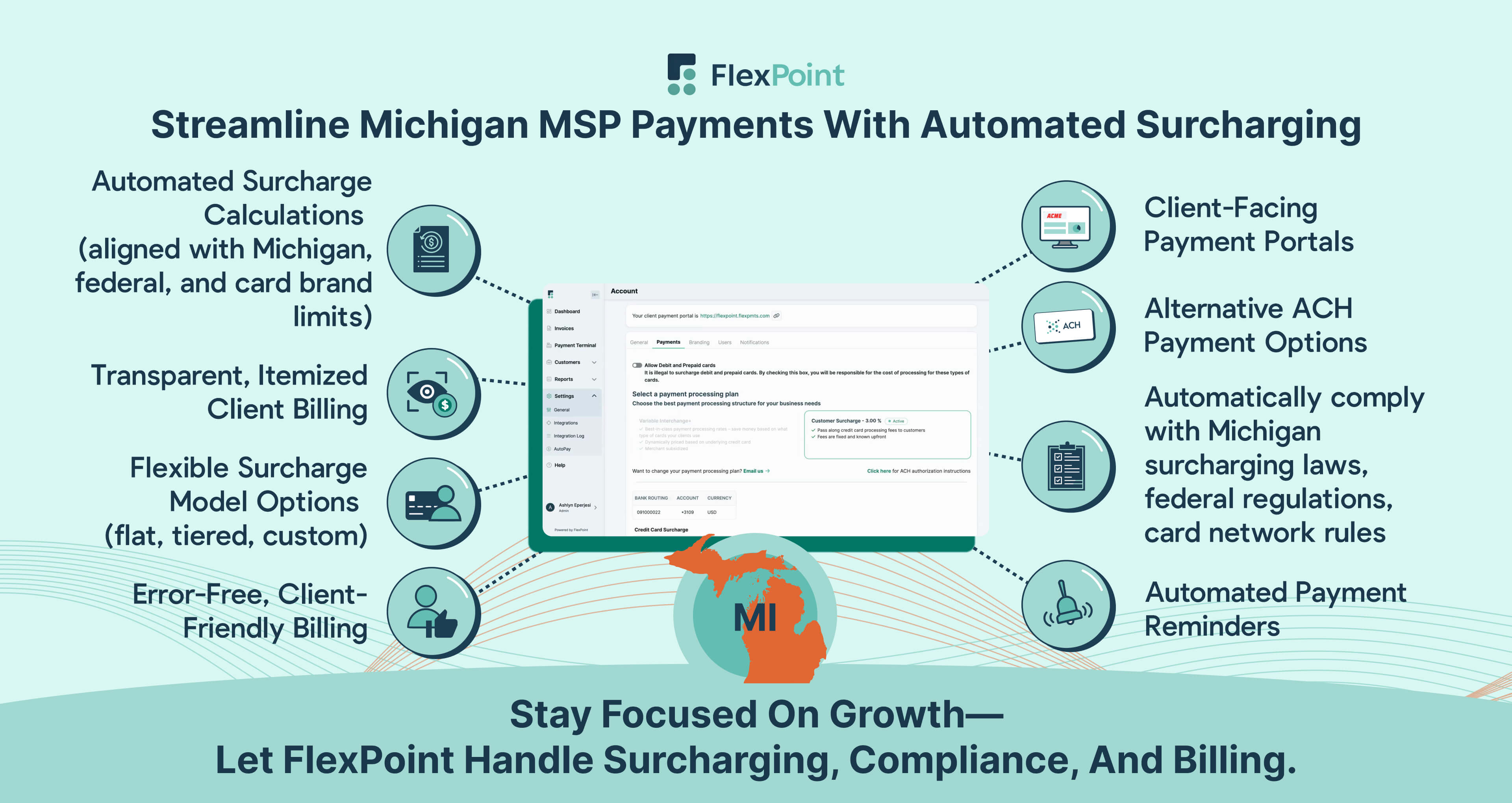 Streamline Michigan MSP payments with automated surcharging, transparent invoicing, and compliance with all regulations.