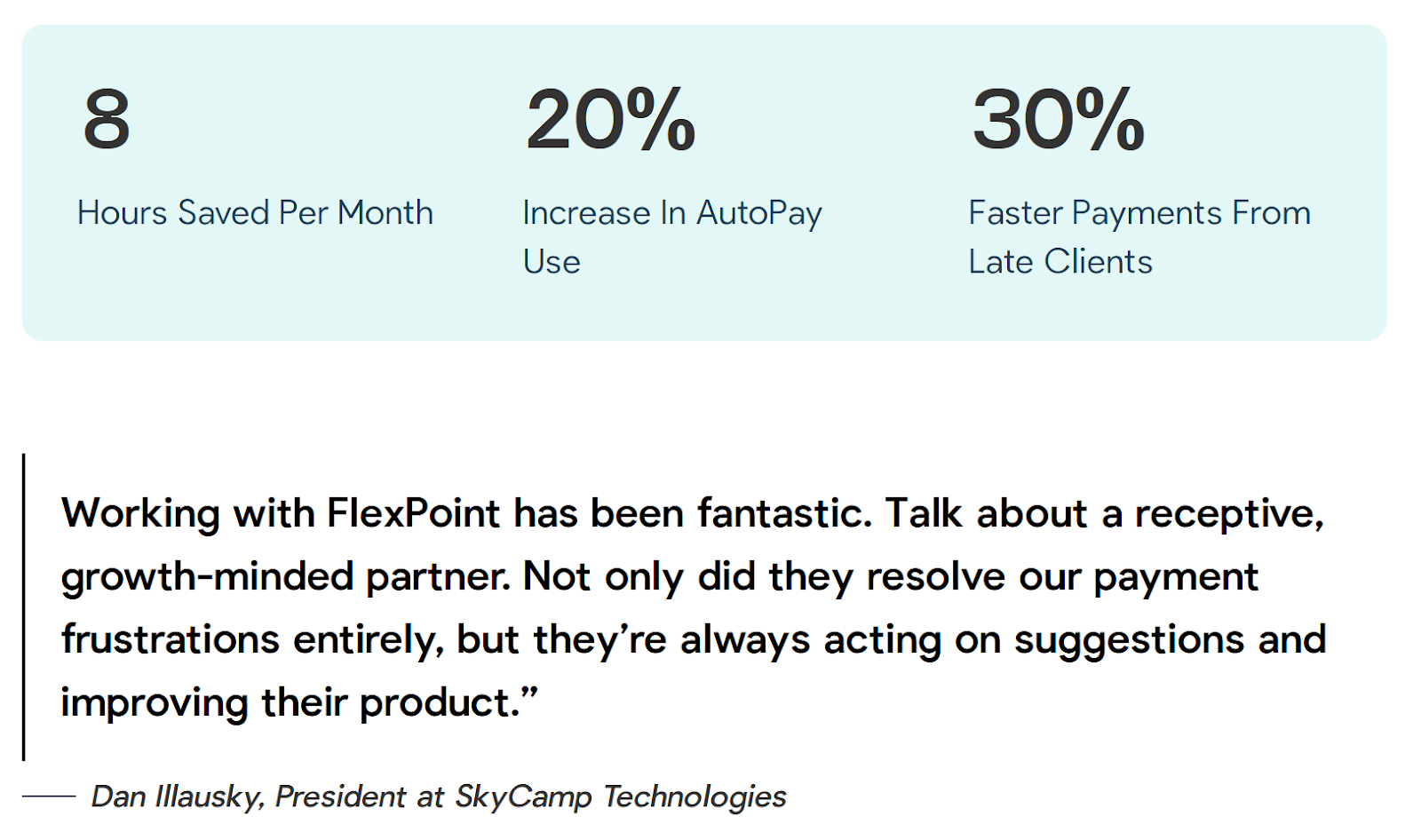 SkyCamp Technologies Results with FlexPoint