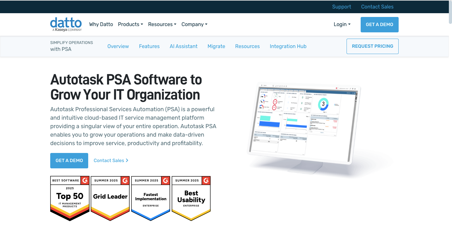 Datto Autotask PSA Home Page
