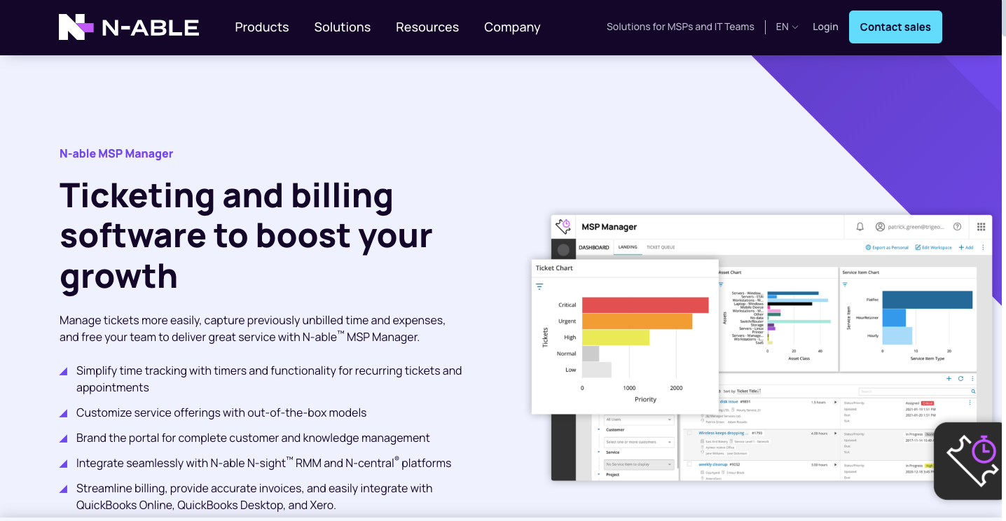 N-able MSP Manager Home Page