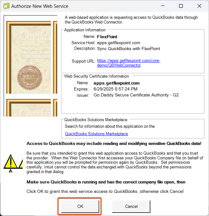 Installing QuickBooks Desktop with FlexPoint Using the Web Connector