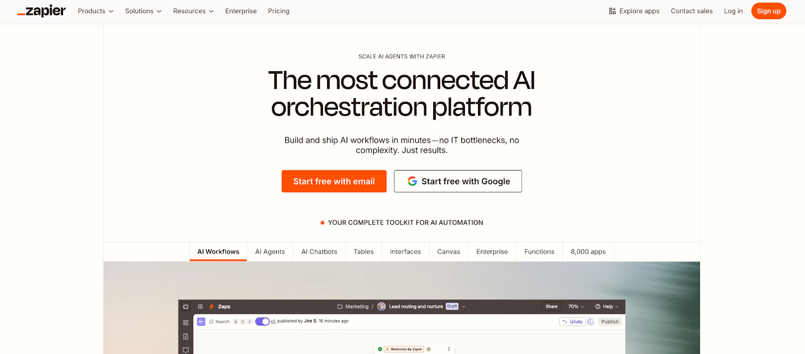 Zapier Home Page