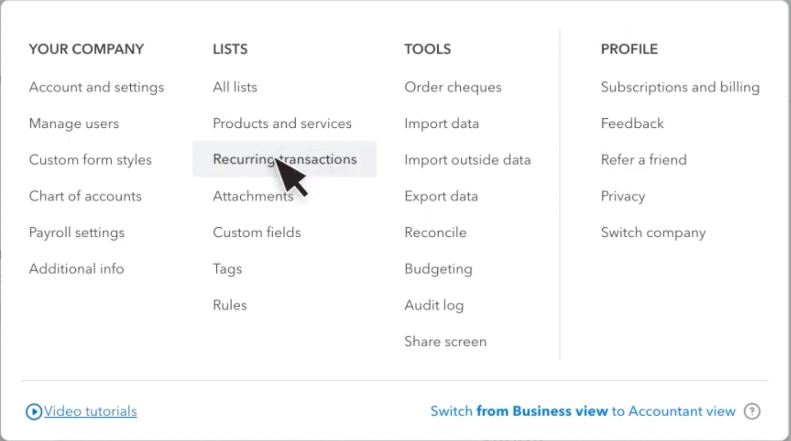 Finding Recurring Transactions in QuickBooks
