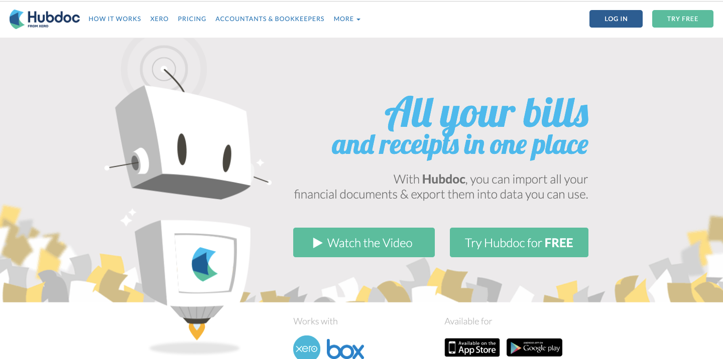 Hubdoc from Xero Home Page