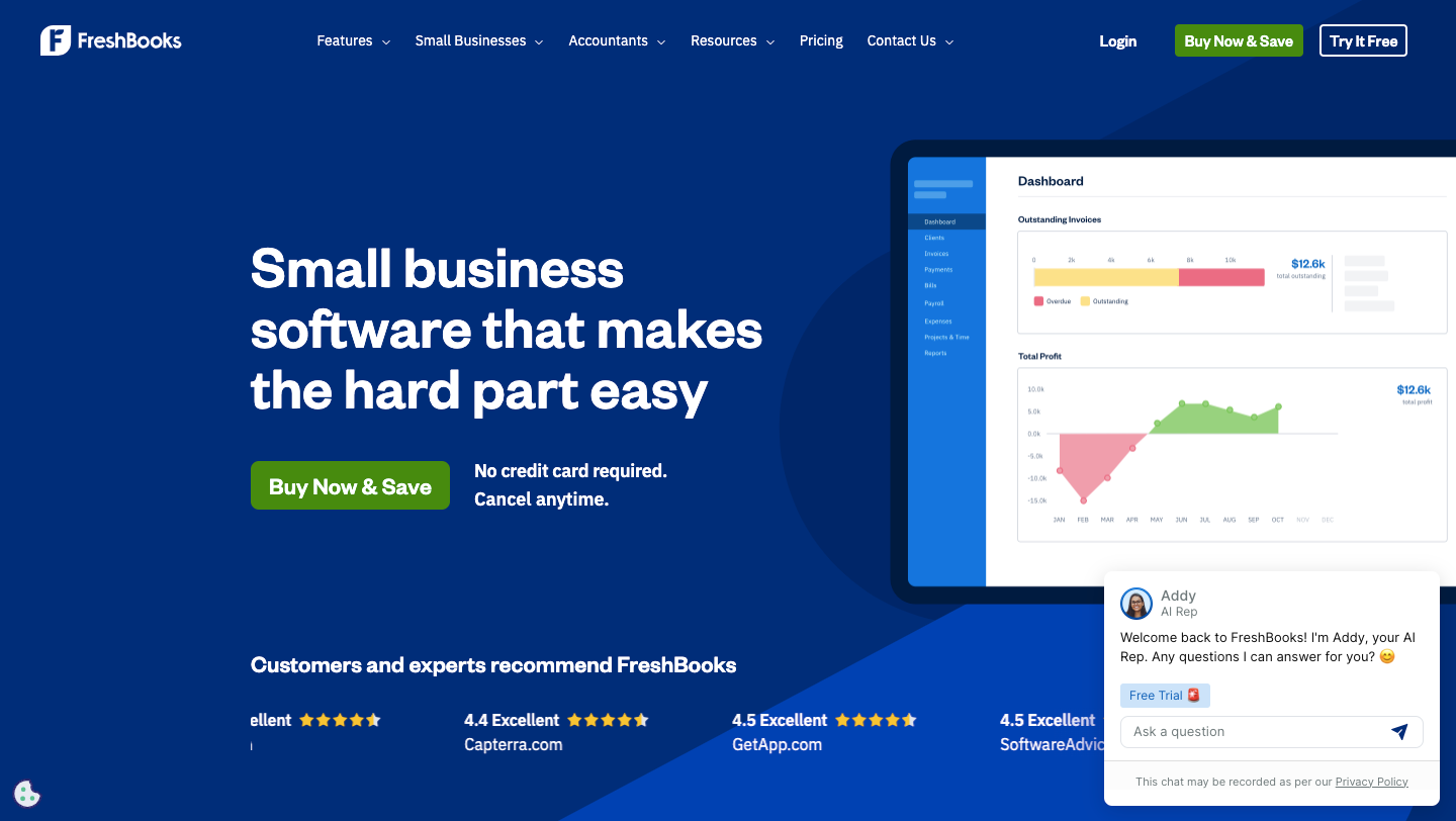 FreshBooks Home Page