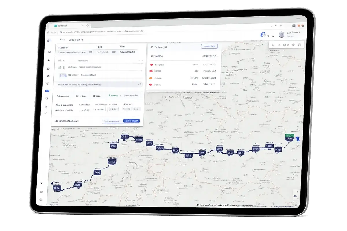 Truck emerging from a mobile phone, representing digital connectivity in logistics.