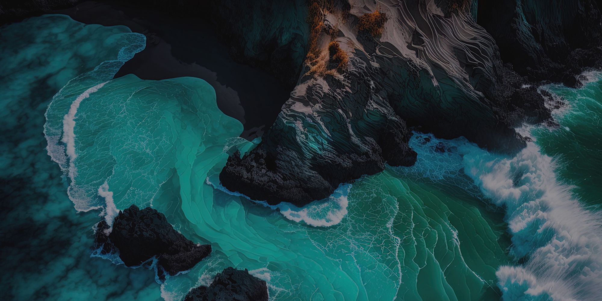 View of a beach and ocean looking down