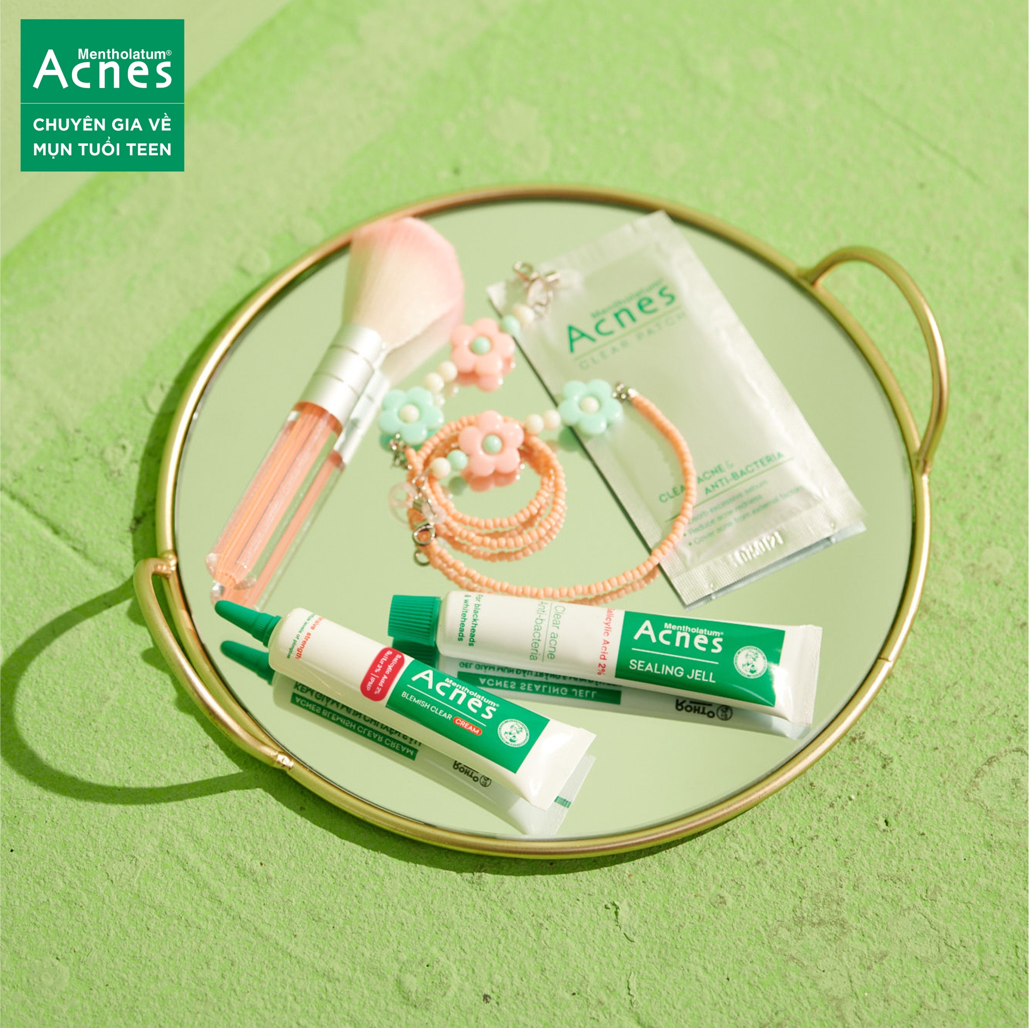 Cosmetic on a green background