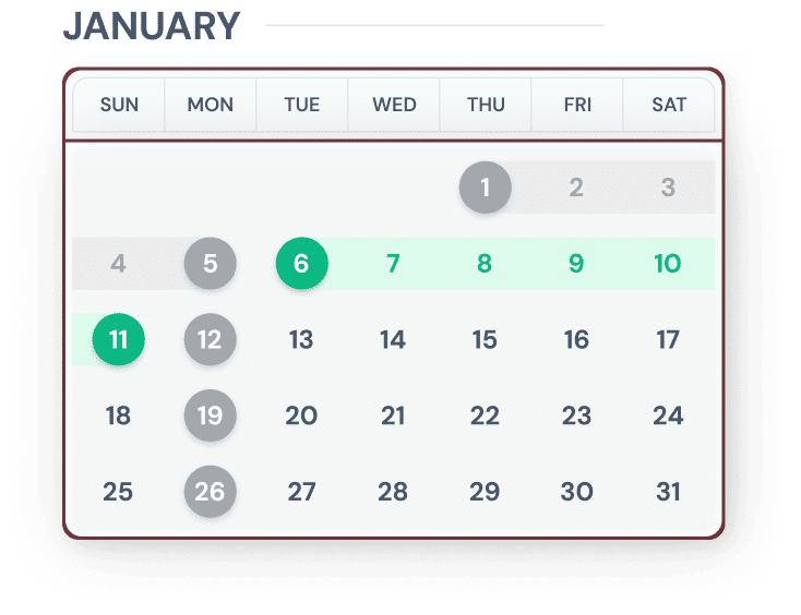 January calendar