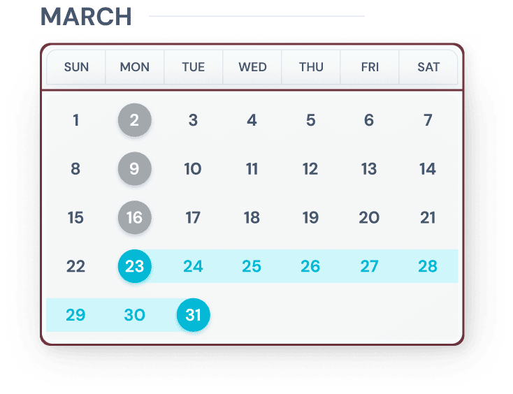 Calendar of March