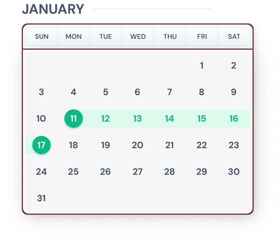 Calendar for the month of August