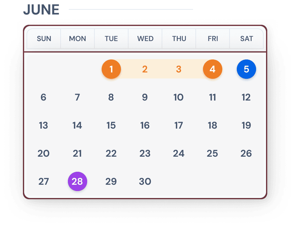 Calendar for December