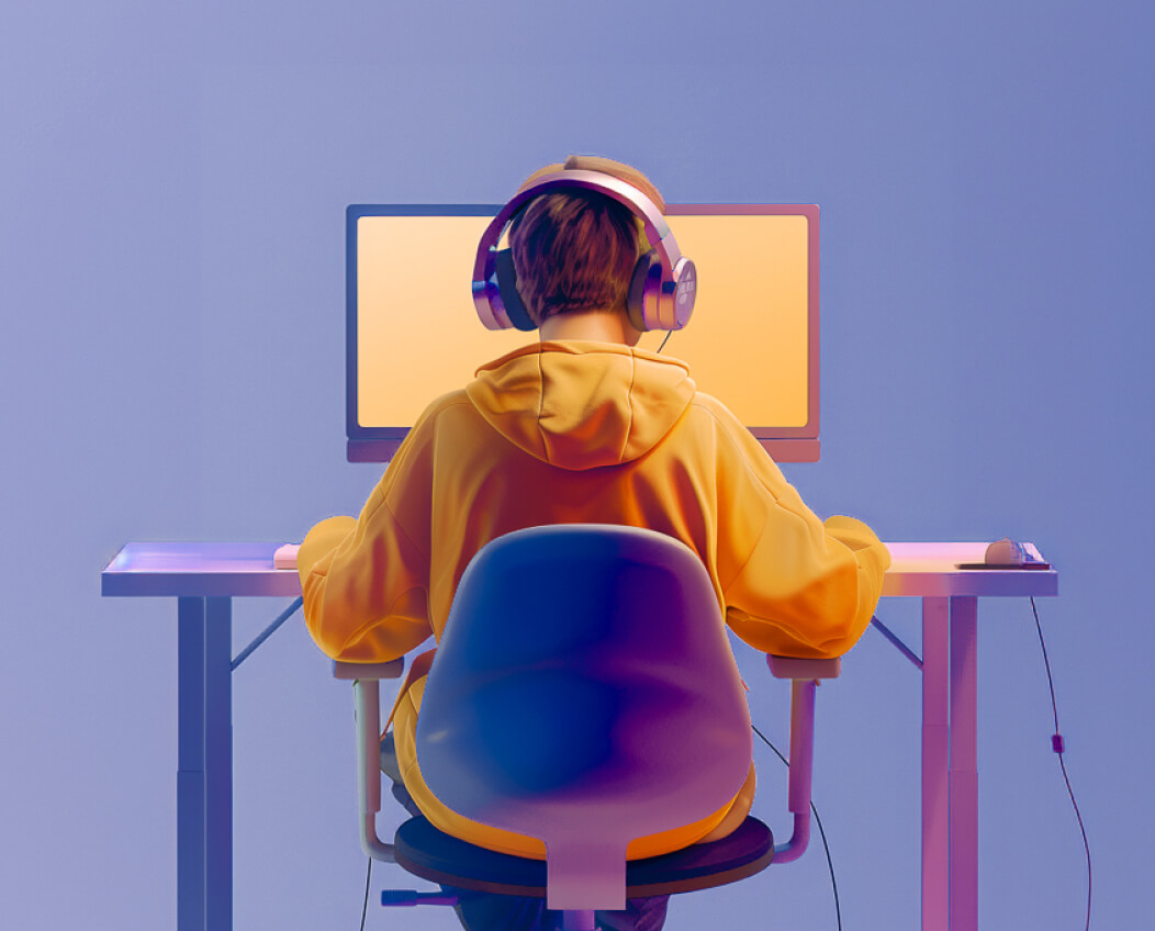 A young woman working on a laptop
