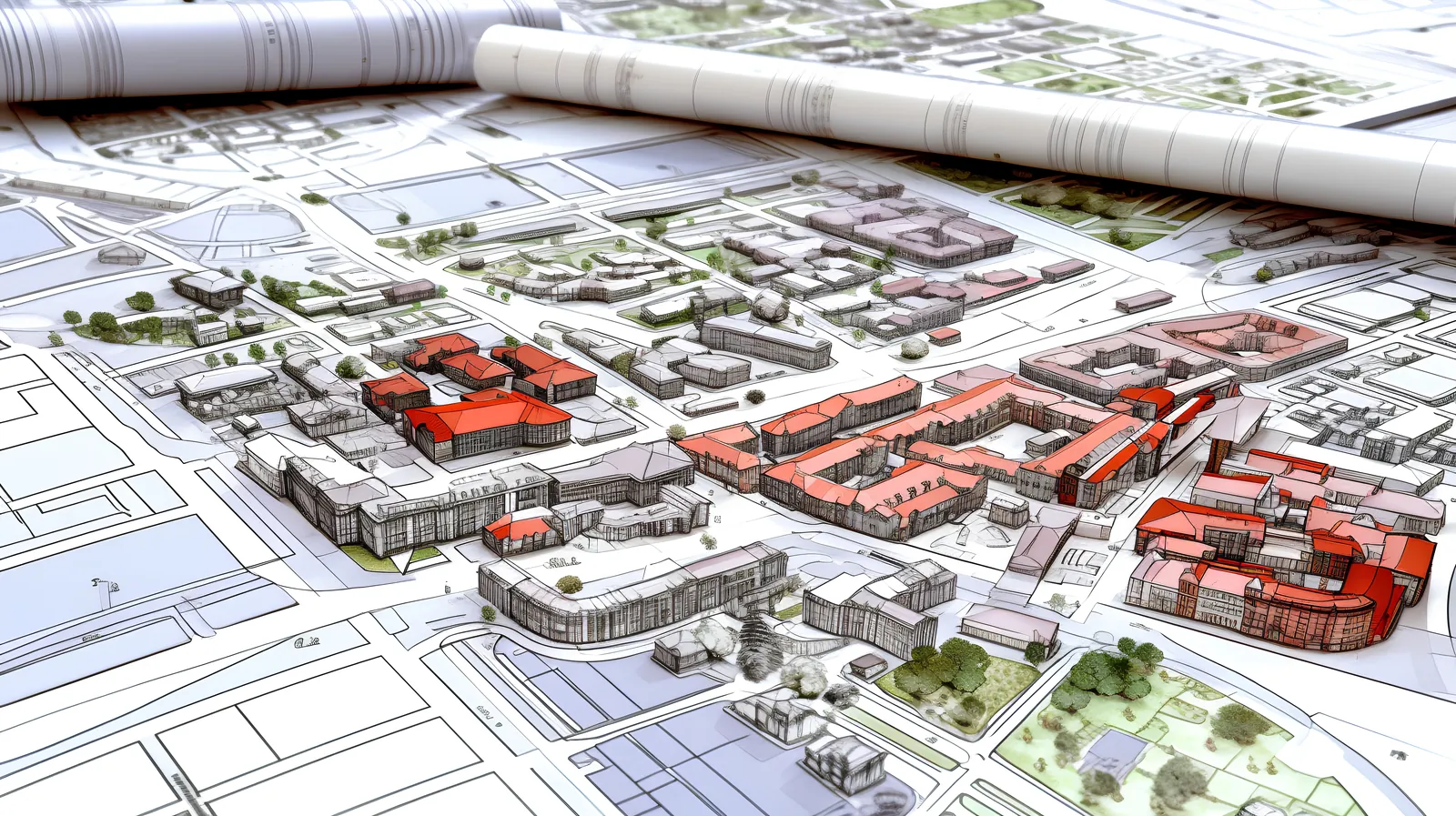 Model of a residential development on plans