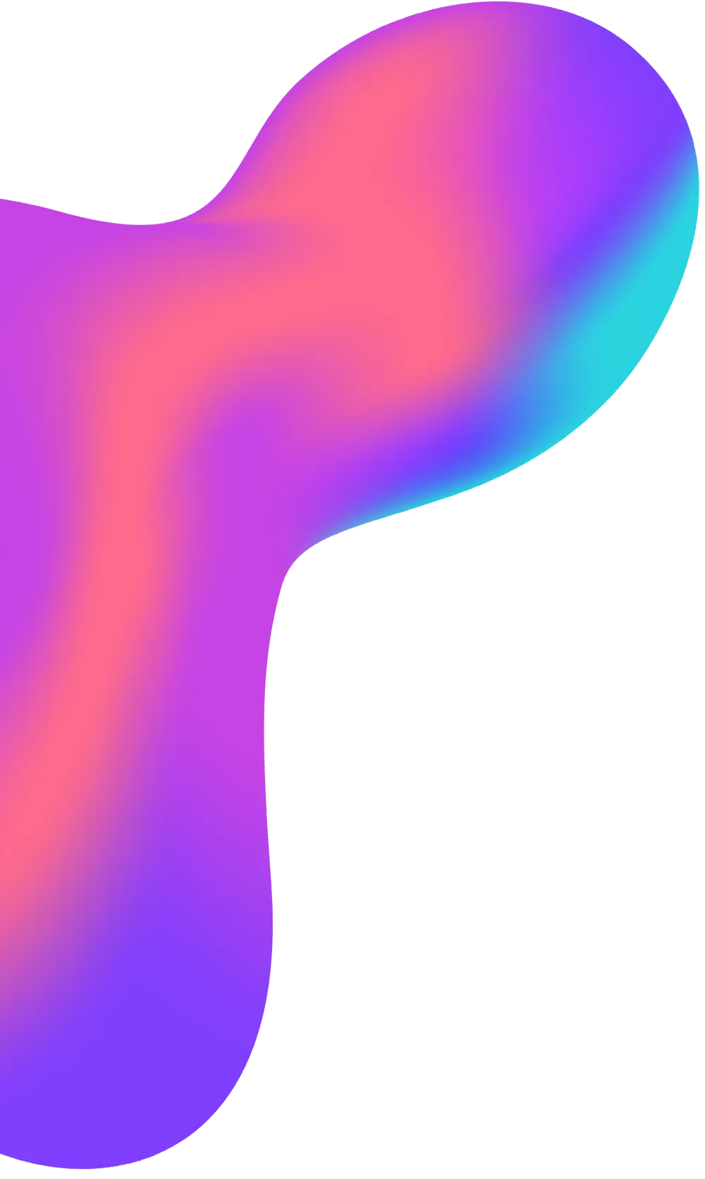 Abstract fluid shape with smooth gradient colors blending purple, pink, and blue on a white background.