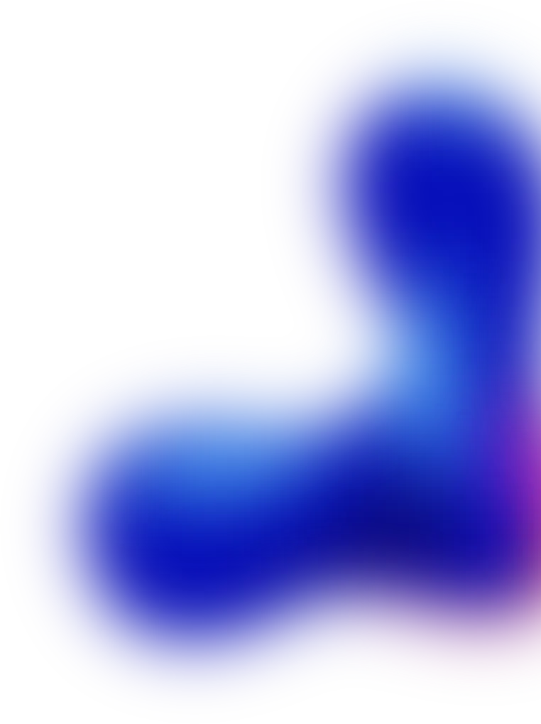 Abstract blue and purple gradient shape with a smooth, rounded tri-lobed form and soft glowing edges.