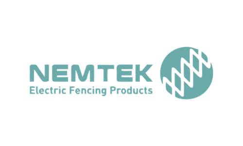 NEMTEK logo with text 'Electric Fencing Products' and a circular icon featuring a stylized electric fence design.