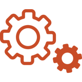 Einstellungen Zahnrad Symbol rot