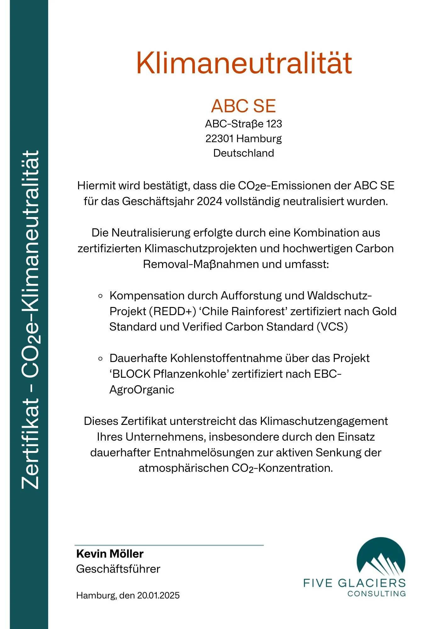 Zertifikat-Klimaneutralität