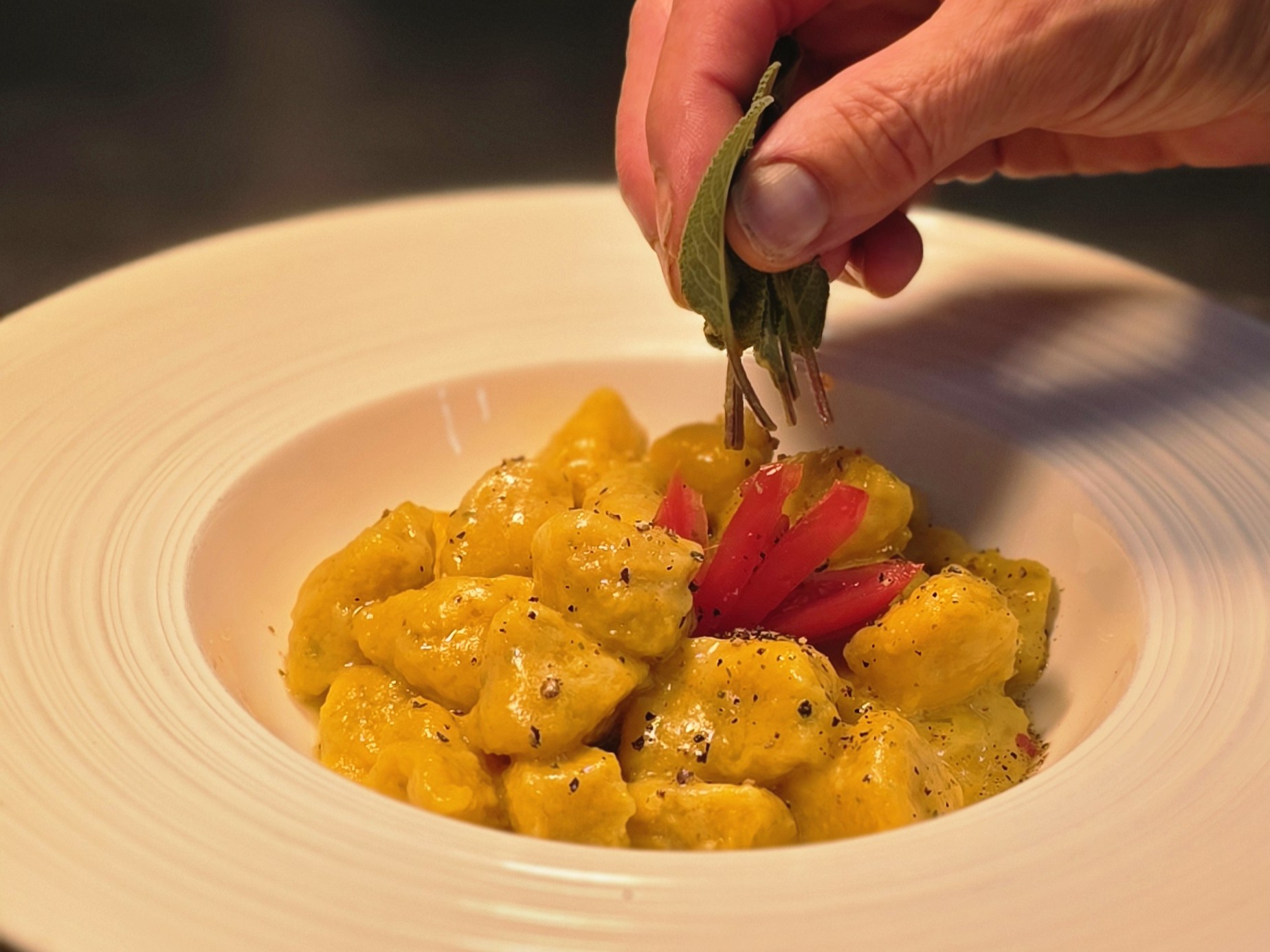 homemade pumpkin gnocchi with aromatic sage butter 