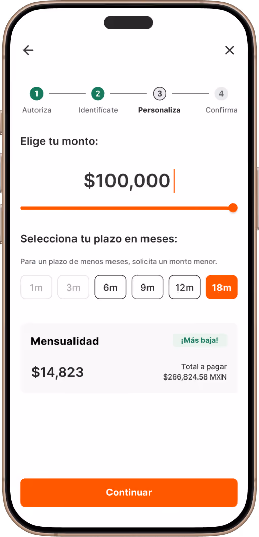 Simulador de Préstamo Clip: $100,000 MXN a 18 meses