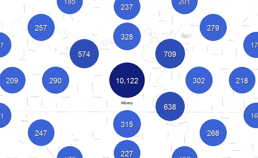Map of Instawork staffing coverage in Albany