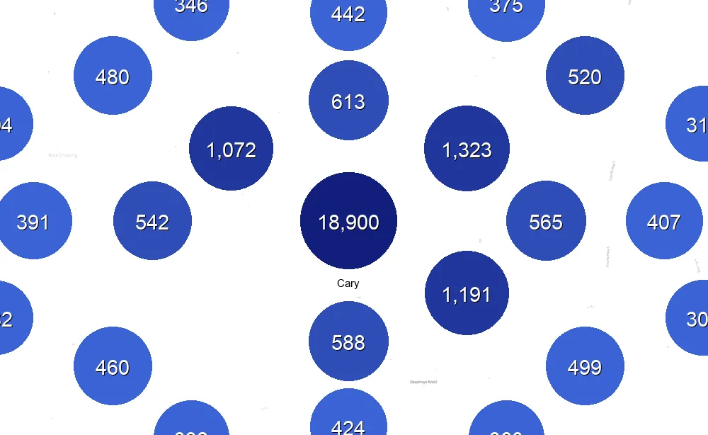 Map of Instawork staffing coverage in Cary
