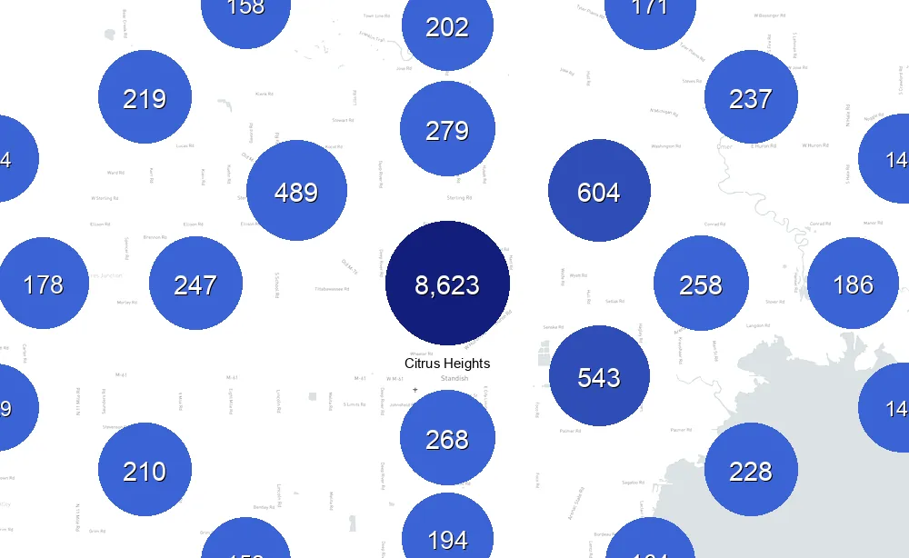 Map of Instawork staffing coverage in Citrus Heights