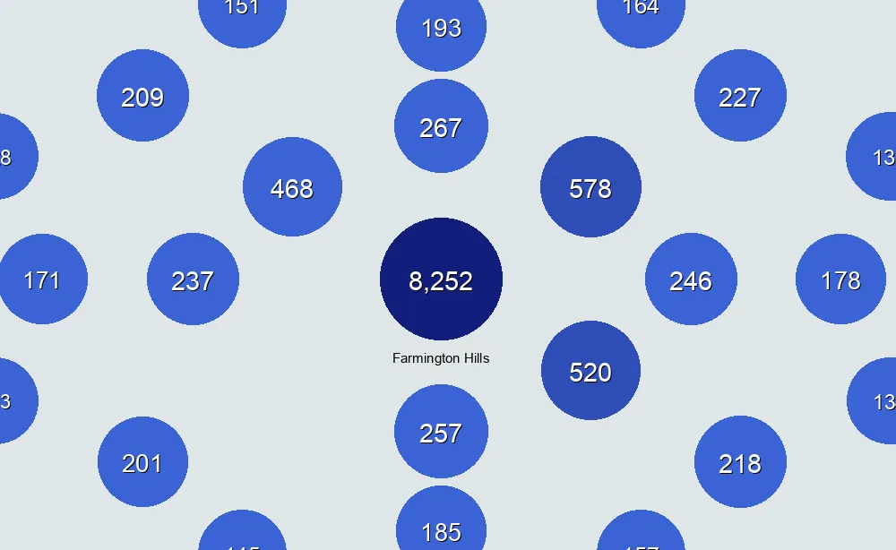 Map of Instawork staffing coverage in Farmington Hills