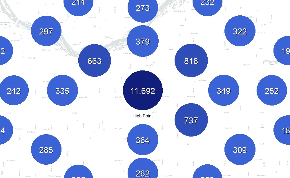 Map of Instawork staffing coverage in High Point