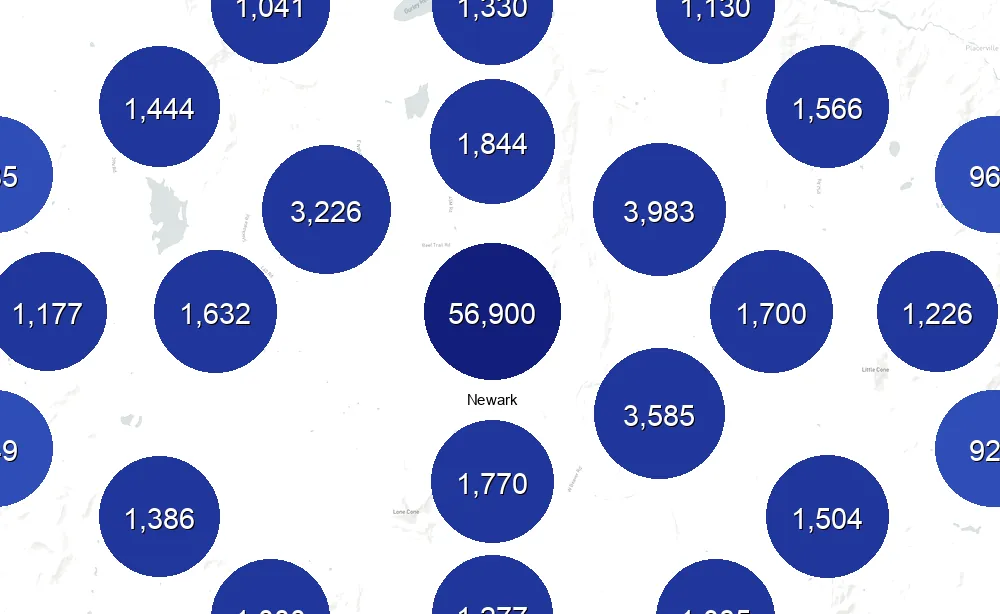 Map of Instawork staffing coverage in Newark
