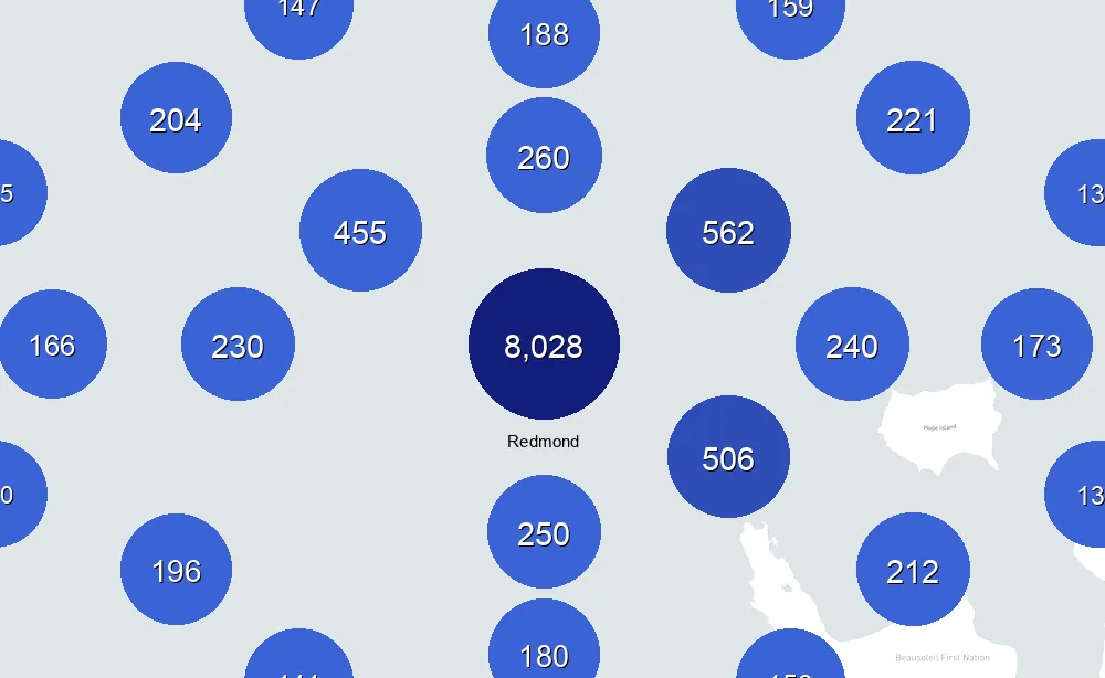 Map of Instawork staffing coverage in Redmond