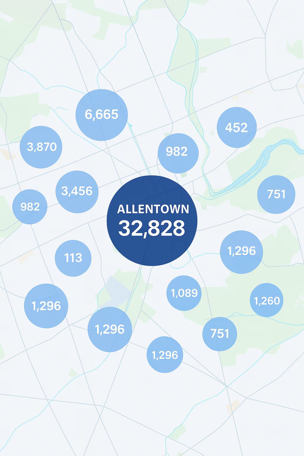 Map of Instawork staffing coverage in Allentown