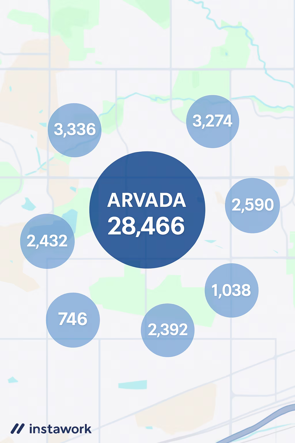 Map of Instawork staffing coverage in Arvada