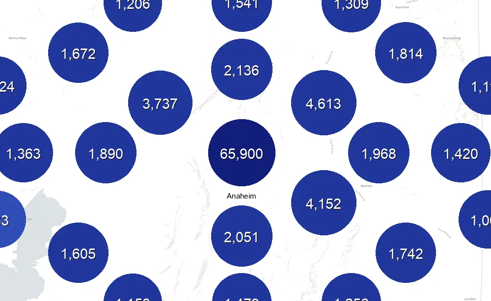 Map of Instawork staffing coverage in Anaheim