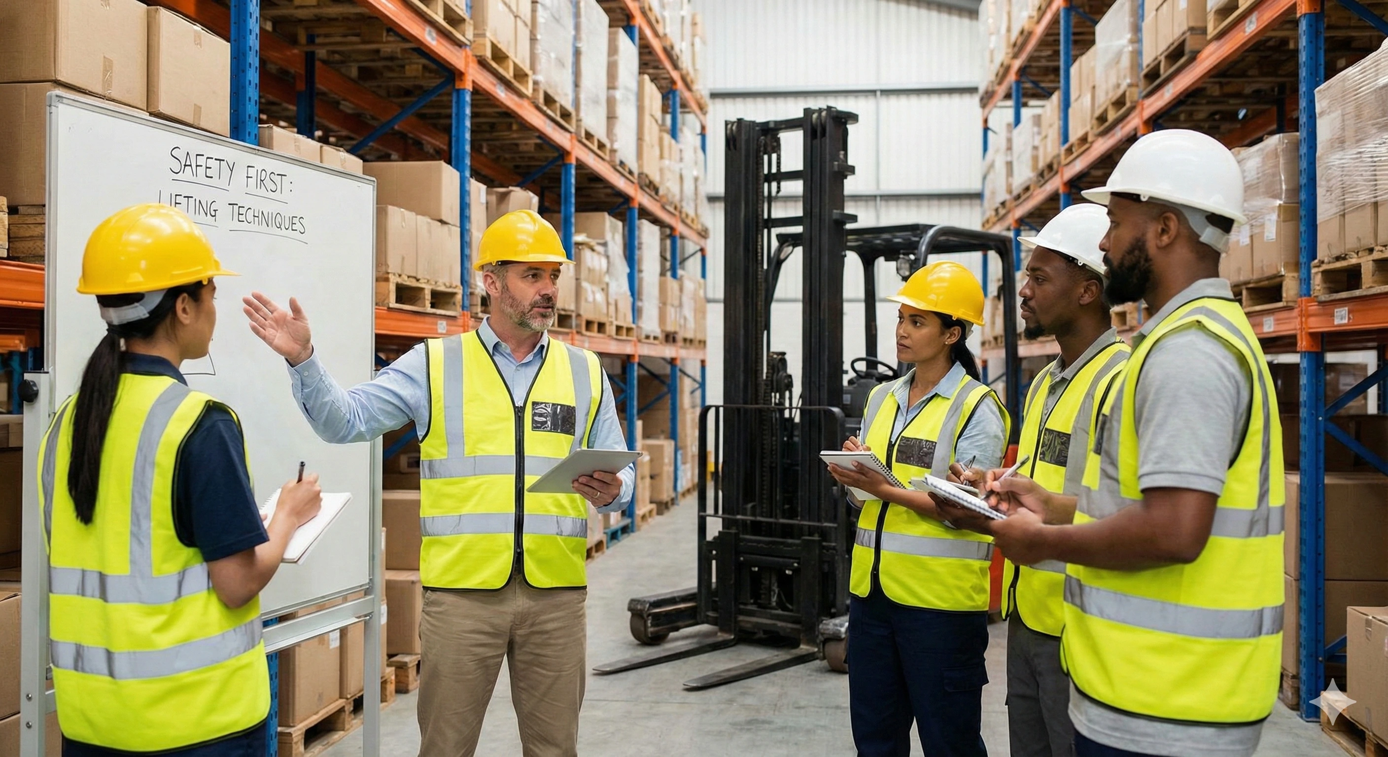Safety training in a warehouse