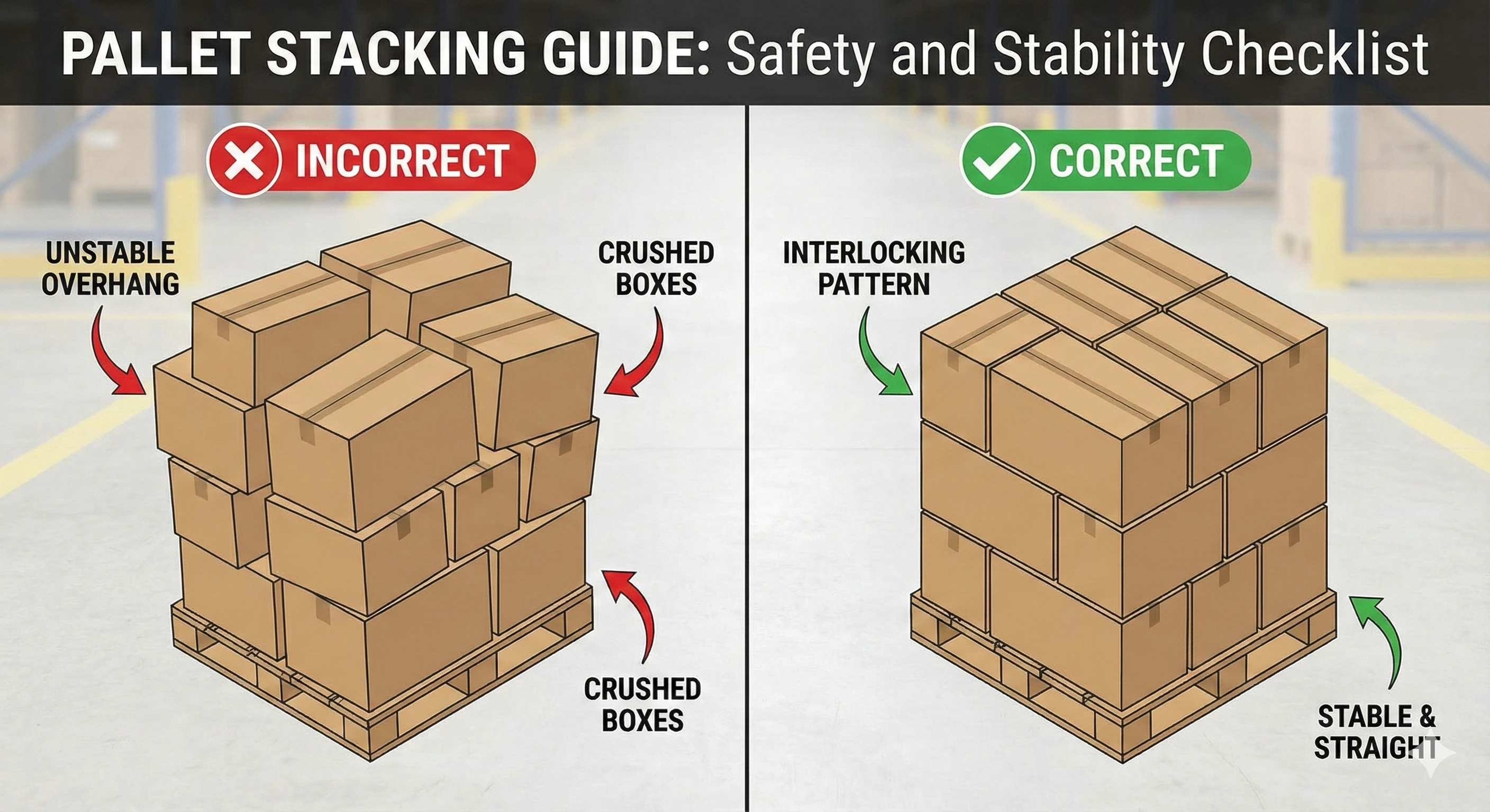 Pallet stacking diagram in warehouse