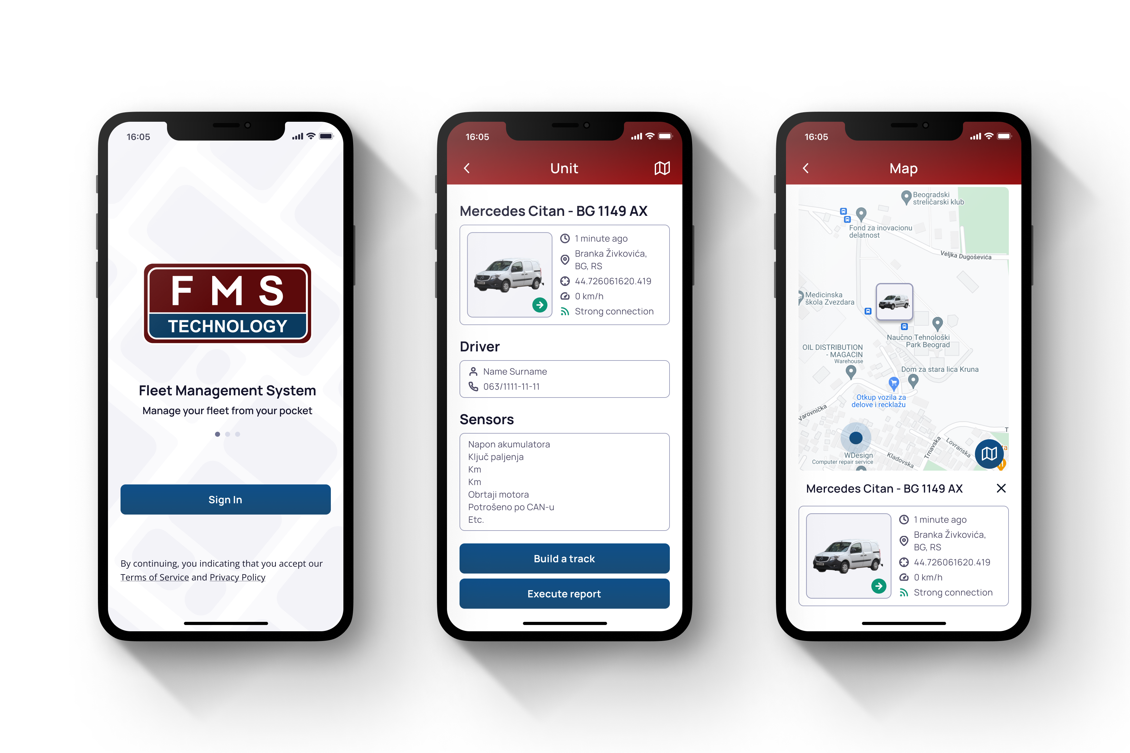 Mobile app design for fleet management
