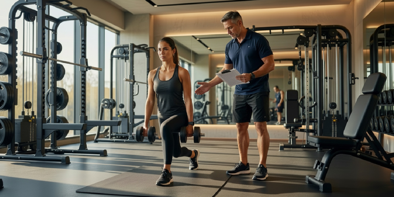 Gym with personal trainer