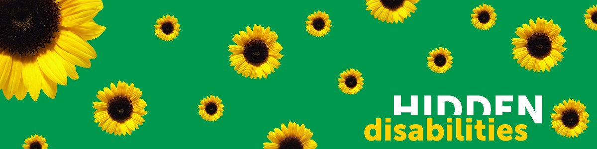 Sunflower on a green background is the symbol of hidden disabilities