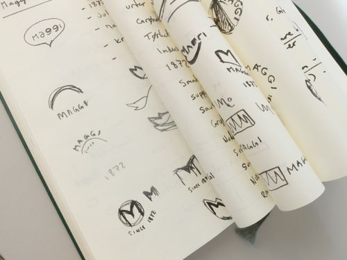 Skisser av logoprosess