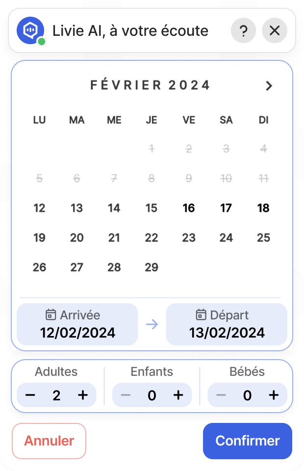 Livie - Conversation calendrier